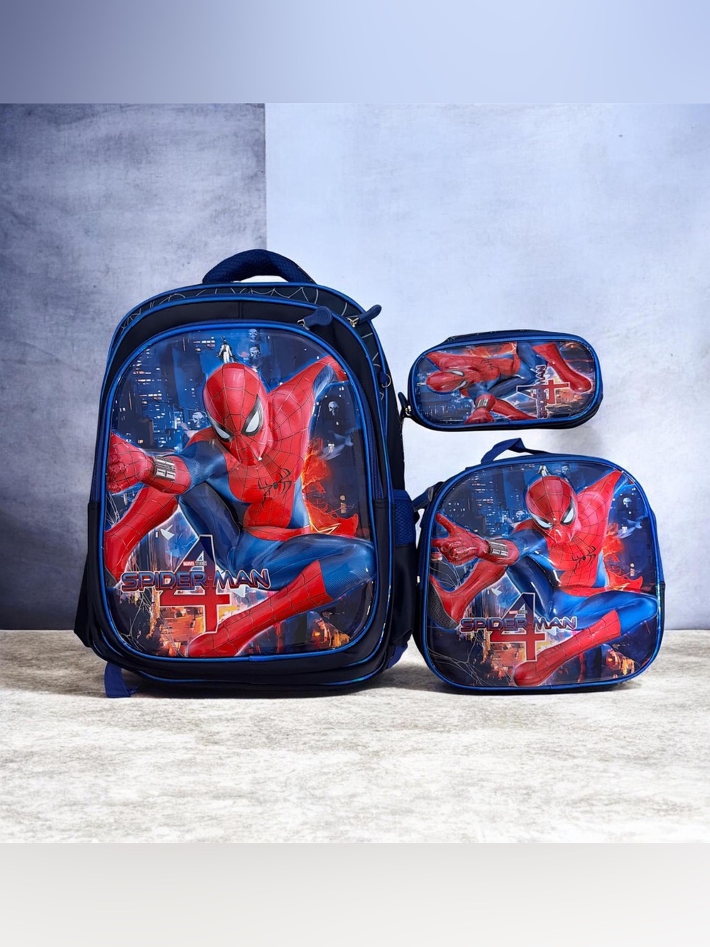 Marvel Spider-Man Kids Backpack Set in Blue and Red